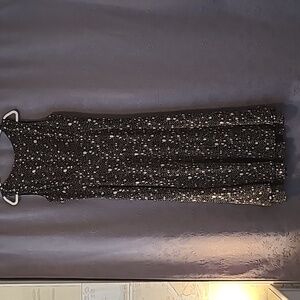 Talbots Pure Silk Black Polka Dot Sleeveless Maxi Dress, 14